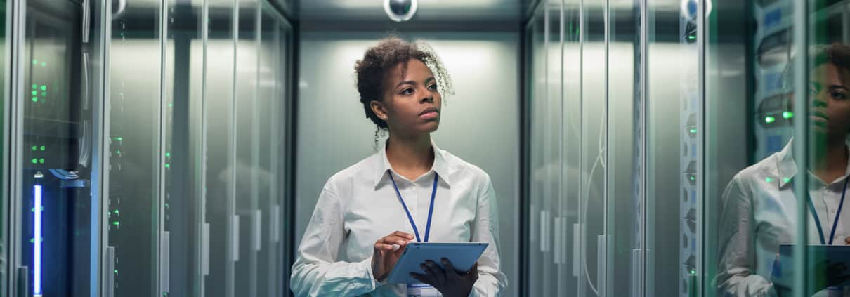 woman working in a data center