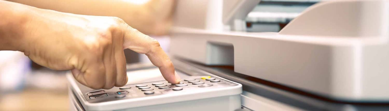 Copier printer, Close up hand office man press copy Copier printer, Close up hand office man press copy