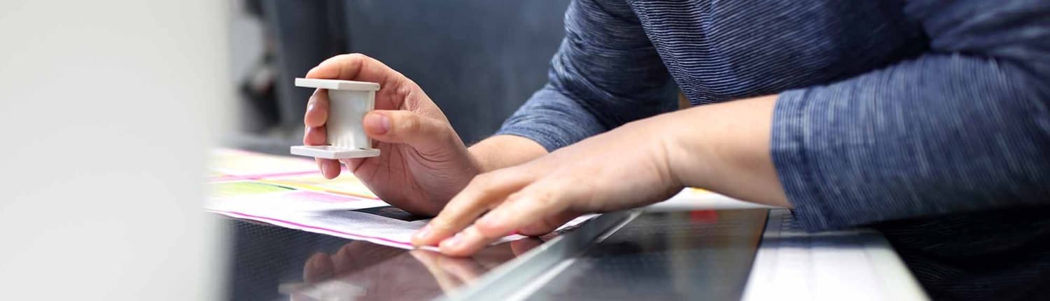 man viewing a document close up