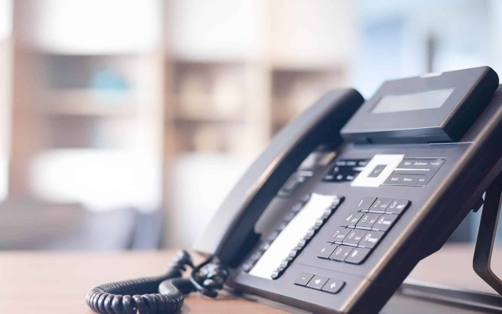 Close Up View Of A Voip Office Phone