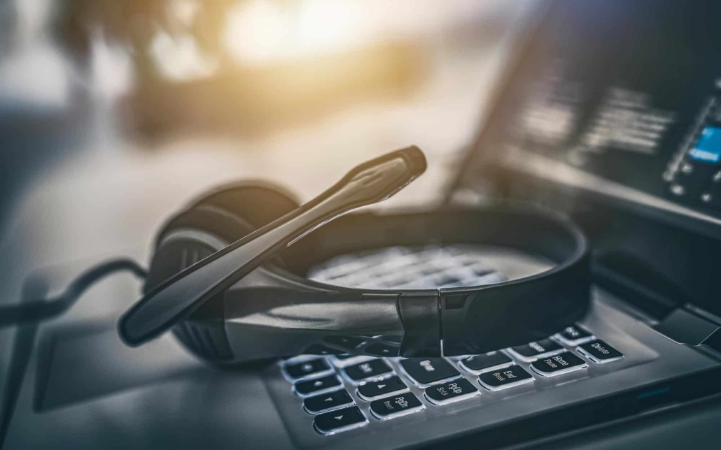 Close Up View Of A Contact Center Headset
