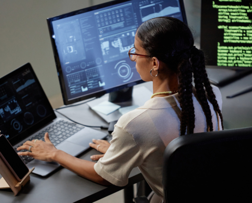 Side View Of Female Programmer